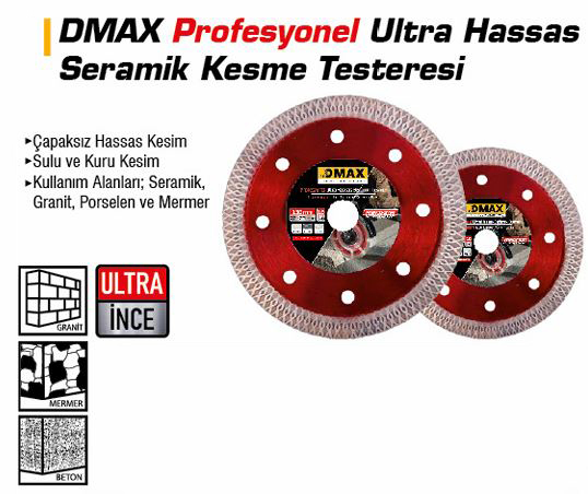 DMAX DMX4402 ULTRA HASSAS SERAMIK TURBO ELMAS TESTERE ÇAPAKSIZ 115*1,2*22-23MM